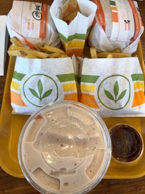 Burgers Nuggets Fries and Shake at Plant Power Fast Food - Ocean Beach in San Diego