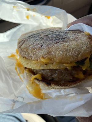 Sausage egg sandwich  at Plant Power Fast Food - Ocean Beach in San Diego