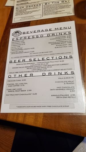Menu at South Pine Cafe in Grass Valley