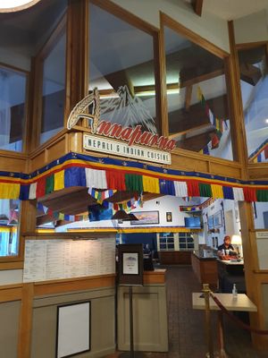 Outside of restaurant inside lodge  at Annapurna in Vail