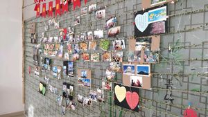 postcard wall of love at Wu Tai Yun in Sanya