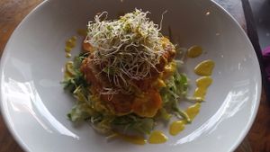 Tempeh bunless burger at Sexy Food in Western Cape