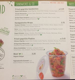 Menu (Nov 2017)  at Dean & David - Hunsrückenstr in Dusseldorf
