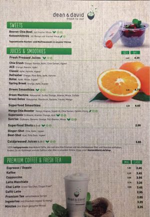 Menu (Nov 2017)  at Dean & David - Hunsrückenstr in Dusseldorf