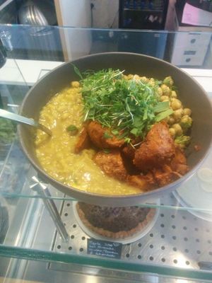 Vegan biryani + potatoes + chickpeas (daily selection 07/04/18) at Sprout in Dresden