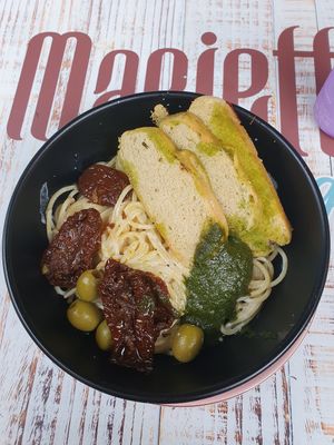 Cheesy rain pasta at Marietta in Medellin