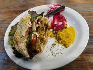 best vegan burger ever! sorry I already ate half of it!  at Marietta in Medellin