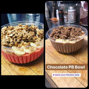 Watermelon and Chocolate Peanut Butter Bowls!!  at Diaita Cold Pressed Juice in Canton