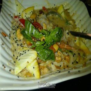 Nourish Vegetarian Cafe's amazing noodle curry dish at Nourish Bistro in Banff