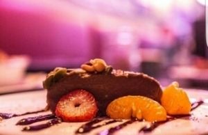 Vegan Raw Chocolate Mousse Cake at Nourish Bistro in Banff