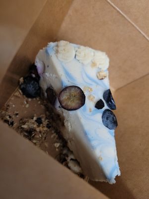 Lemon blueberry cheezecake at Nourish Bistro in Banff