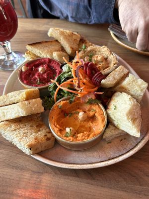 Hummus trio  at Nourish Bistro in Banff