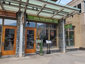 Outside at Nourish Bistro in Banff