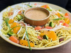Ramen salad at Nourish Bistro in Banff