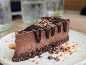 Vegan Nutella cheesecake at Nourish Bistro in Banff