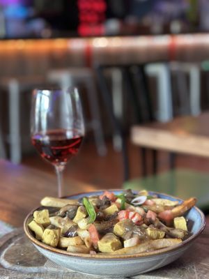 Cashew curds in the poutine - wonderful!!!!!!  at Nourish Bistro in Banff