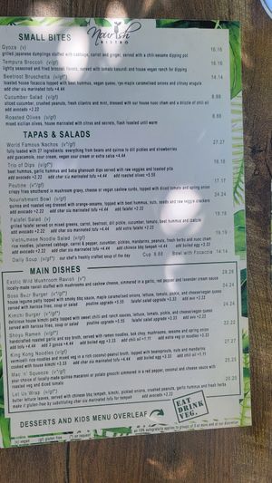 Menue food was great at Nourish Bistro in Banff