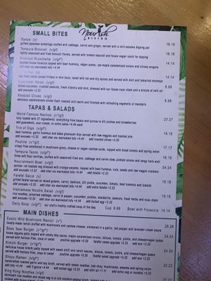 Menu  at Nourish Bistro in Banff