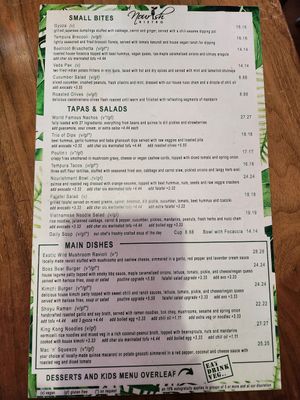 Menu may 2025 at Nourish Bistro in Banff