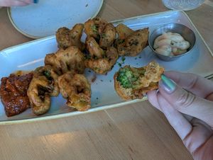 Broccoli tempura - delicious! at Nourish Bistro in Banff