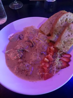 Mushroom ravioli at Nourish Bistro in Banff