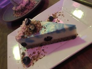Lemon blueberry cheezcake  at Nourish Bistro in Banff