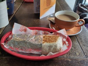 Breakfast burrito; hotter than a thousand suns! at Vx in Bristol