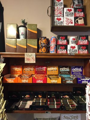 Shelves rammed with vegan favourites!  at Vx in Bristol