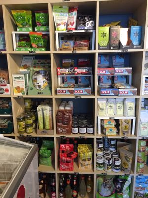Shelves rammed with vegan favourites!  at Vx in Bristol