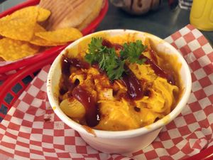 Mac n cheese with bbq pulled pork  at Vx in Bristol