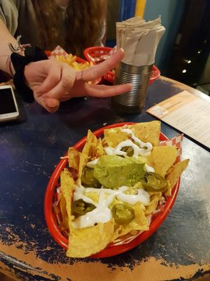 Nachos with jalapenos - 5.80 i think  at Vx in Bristol