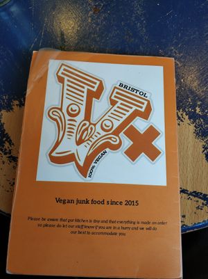 Menu at Vx in Bristol