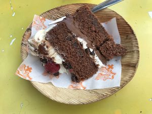 Slice of the chocolate cake  at Vx in Bristol