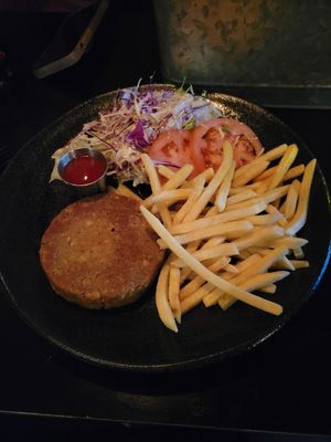 Sad veggie burger with dairy based slaw. at The Rabbit Hole in Hakuba