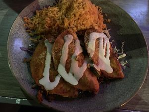  Vegan Jalisco tacos with rice  at Lola's - Retro Row in Long Beach