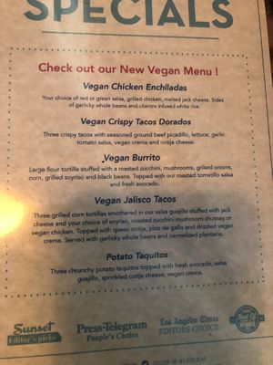  Vegan menu  at Lola's - Retro Row in Long Beach
