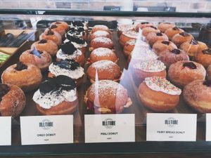 Variety of vegan donuts  at All-Time Coffee Co in Mermaid Beach