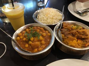 Our vegan speed from Muskaan K (P.S. Mango lassi is not vegan). at Muskaan K Indian Gourmet in Huntingdale