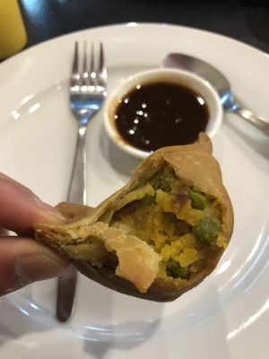 Samosa w/ tamarind sauce. at Muskaan K Indian Gourmet in Huntingdale