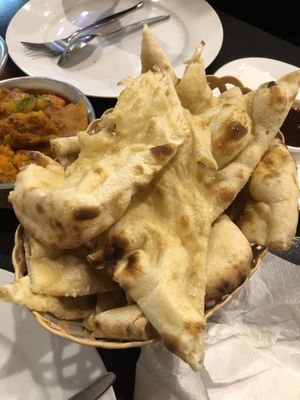 Freshly cooked vegan garlic naans. at Muskaan K Indian Gourmet in Huntingdale