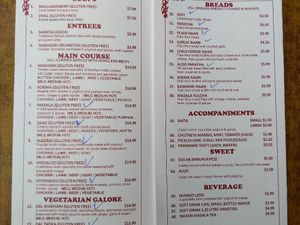 Vegan options marked in blue at Muskaan K Indian Gourmet in Huntingdale
