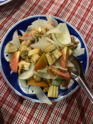 Cashew stir fry no fish sauce add tofu   at Khmer Kitchen Restaurant  in Siem Reap