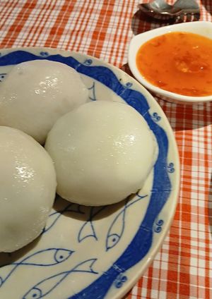 Strange cold dumplings at Khmer Kitchen Restaurant  in Siem Reap