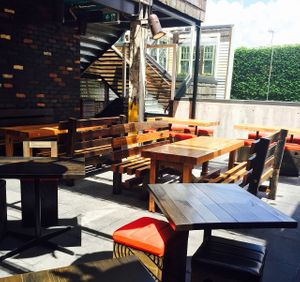 Alfresco dining area at Village People Hawker Foodhall in Fitzroy