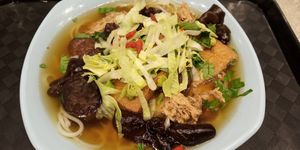 Herbal soup with noodles@ 4.60 at Eight Immortals Vegetarian 八仙素食园 - Sembawang in North Singapore