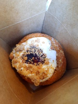 Cherry crumble doughnut at The Bagelry  in Liverpool