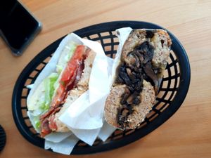 Blt/kimchi mushroom melt at The Bagelry  in Liverpool