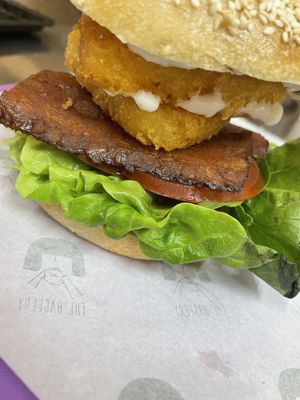 VLT with added hash brown   at The Bagelry  in Liverpool