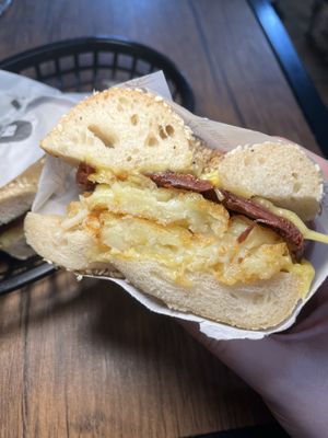 Bacun hash stack  at The Bagelry  in Liverpool