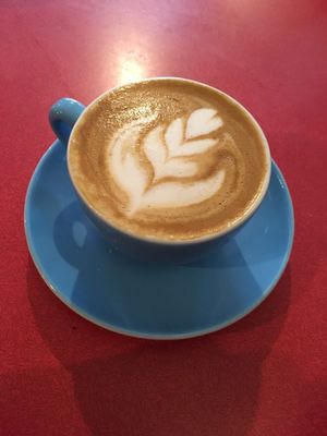 Flat white with oat milk at The Bagelry  in Liverpool